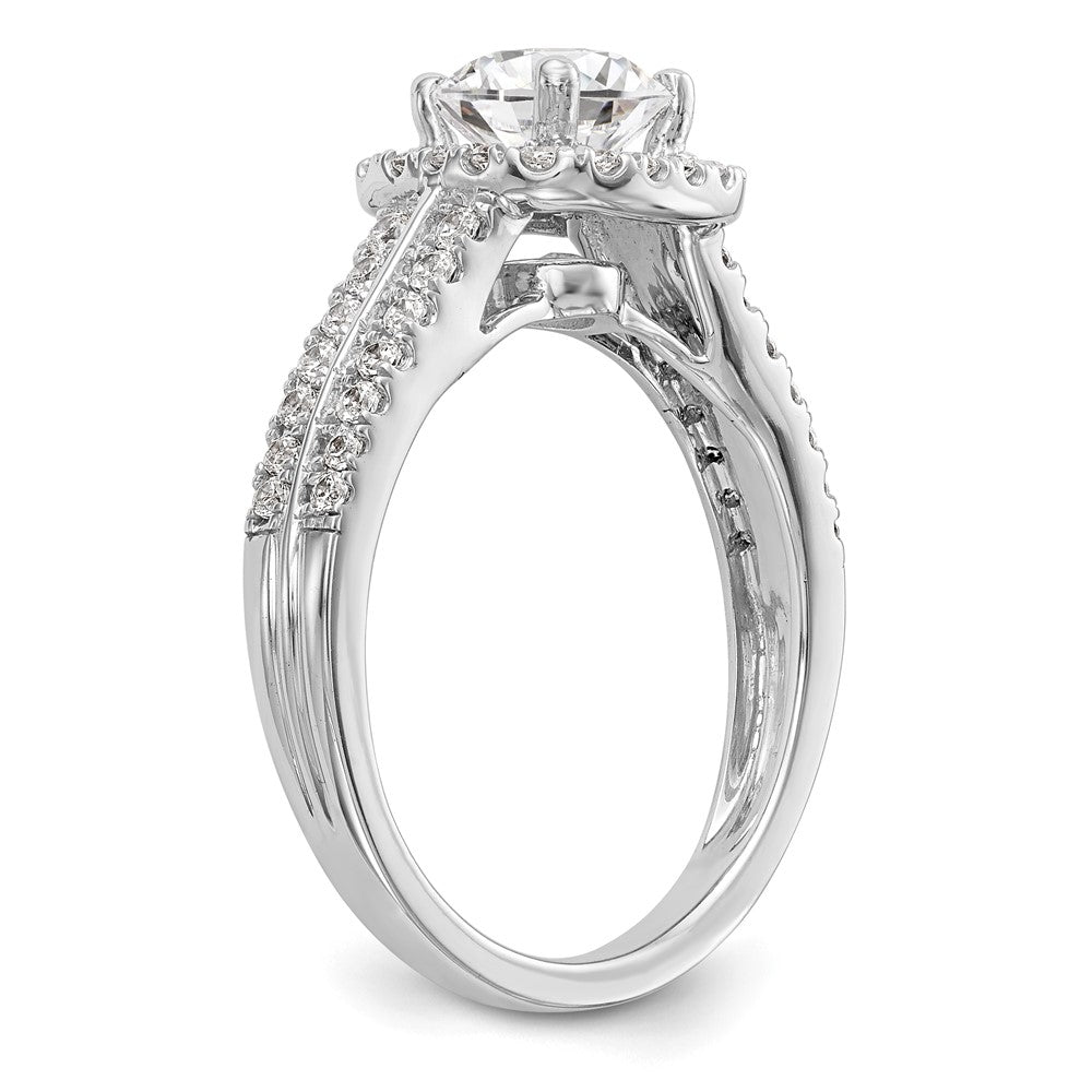 14K White Gold Simulated Diamond Cushion Halo Engagement Ring