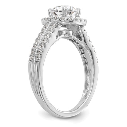 14K White Gold Simulated Diamond Cushion Halo Engagement Ring