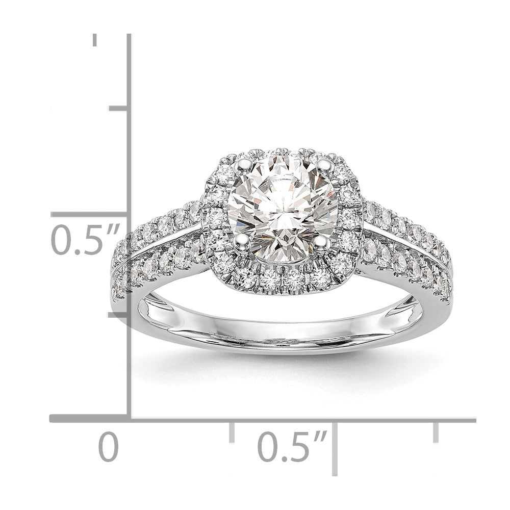 14K White Gold Simulated Diamond Cushion Halo Engagement Ring