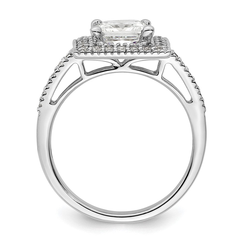 14K White Gold Halo Plus (Holds 2 Carat (7.5mm) Princess Center) 1/3 Diamond Semi Mount Engagement Ring