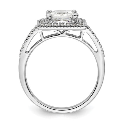 14K White Gold Halo Plus (Holds 2 Carat (7.5mm) Princess Center) 1/3 Diamond Semi Mount Engagement Ring