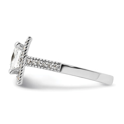 14K White Gold Halo Plus (Holds 2 Carat (7.5mm) Princess Center) 1/3 Diamond Semi Mount Engagement Ring