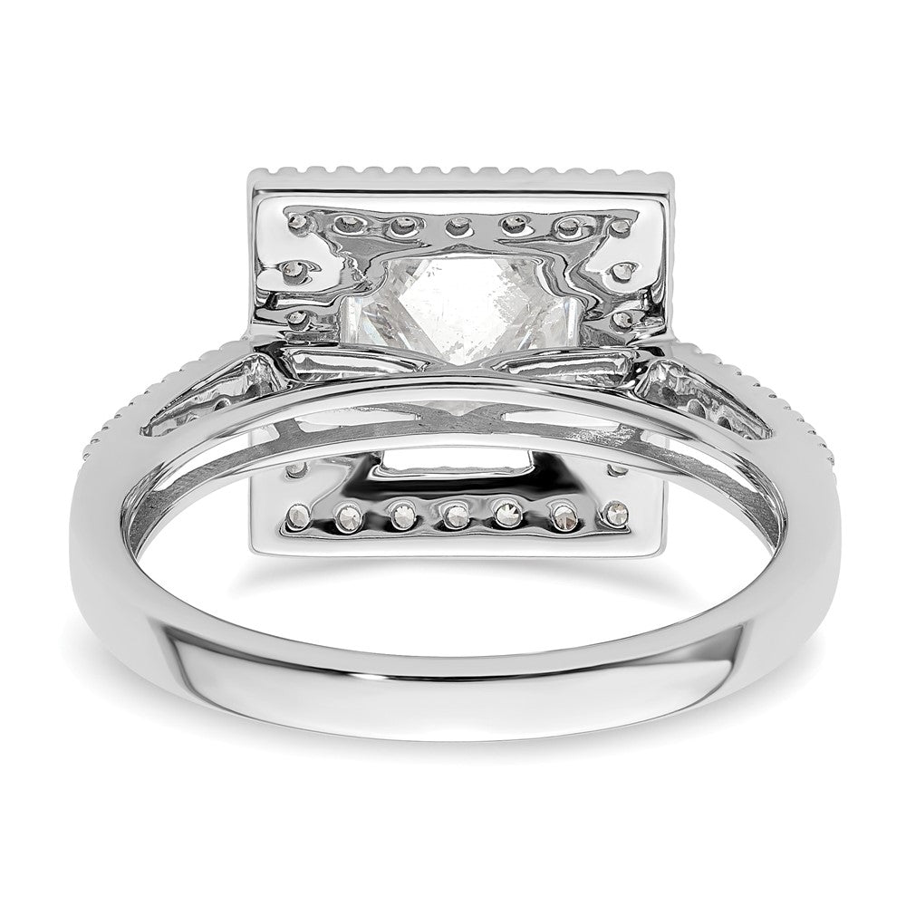 14K White Gold Halo Plus (Holds 2 Carat (7.5mm) Princess Center) 1/3 Diamond Semi Mount Engagement Ring