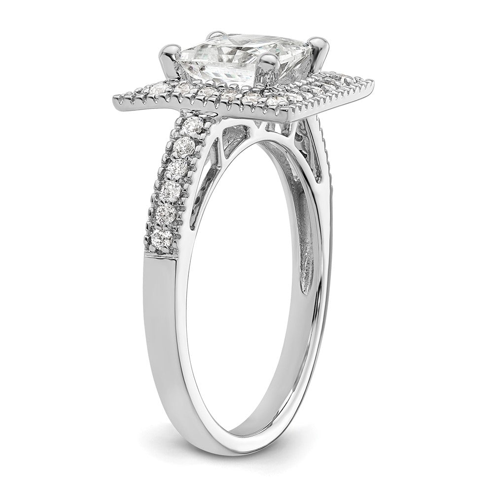 14K White Gold Halo Plus (Holds 2 Carat (7.5mm) Princess Center) 1/3 Diamond Semi Mount Engagement Ring
