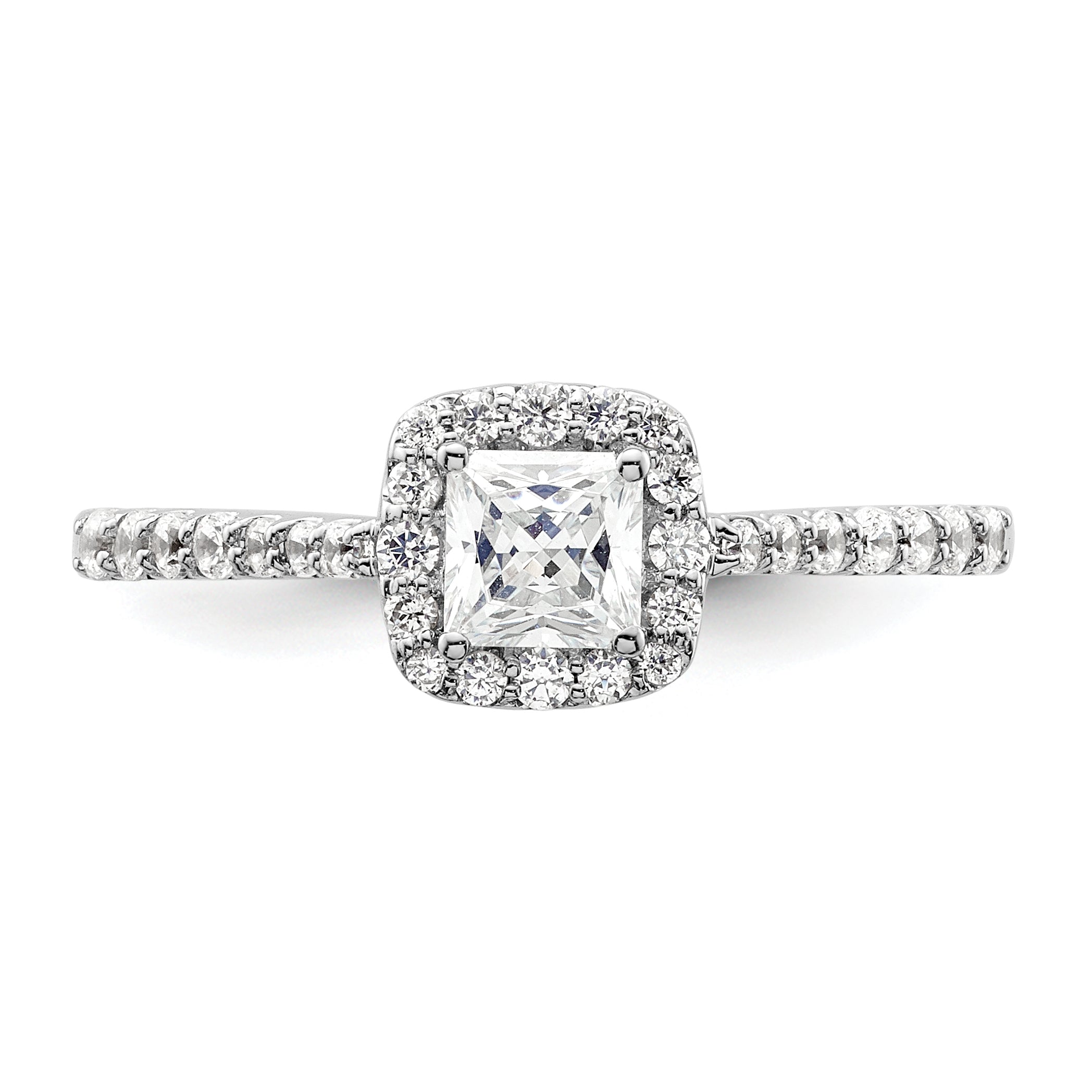 14K White Gold Halo Plus (Holds 1/2 Carat (4.3mm) Princess Center) 1/3 Diamond Semi Mount Engagement Ring