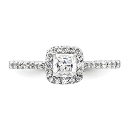 14K White Gold Halo Plus (Holds 1/2 Carat (4.3mm) Princess Center) 1/3 Diamond Semi Mount Engagement Ring
