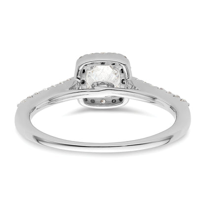 14K White Gold Halo Plus (Holds 1/2 Carat (4.3mm) Princess Center) 1/3 Diamond Semi Mount Engagement Ring