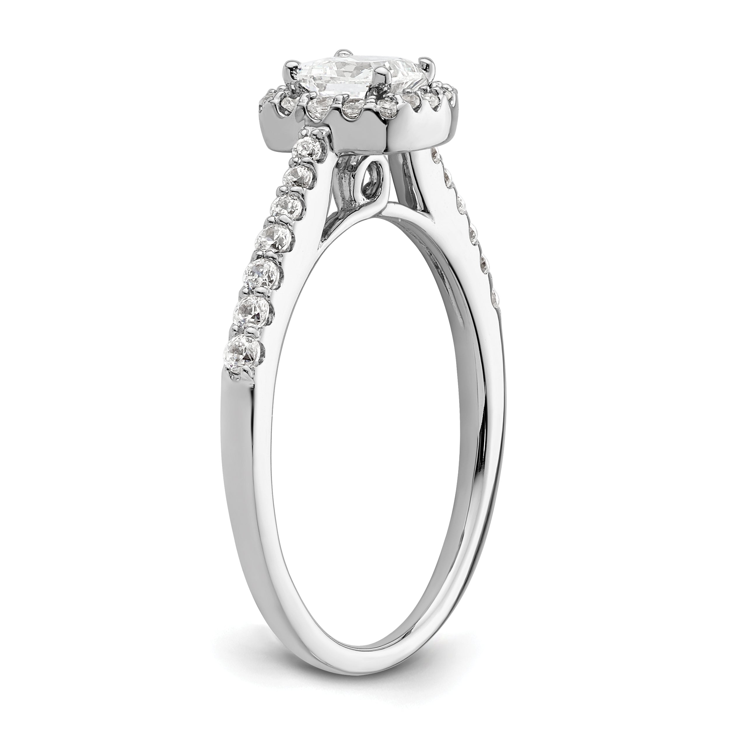 14K White Gold Halo Plus (Holds 1/2 Carat (4.3mm) Princess Center) 1/3 Diamond Semi Mount Engagement Ring