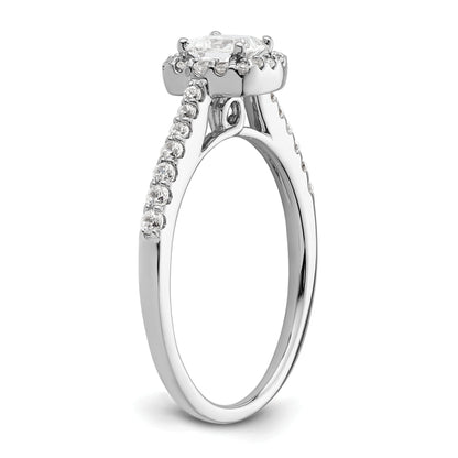 14K White Gold Halo Plus (Holds 1/2 Carat (4.3mm) Princess Center) 1/3 Diamond Semi Mount Engagement Ring