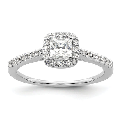 14K White Gold Halo Plus (Holds 1/2 Carat (4.3mm) Princess Center) 1/3 Diamond Semi Mount Engagement Ring