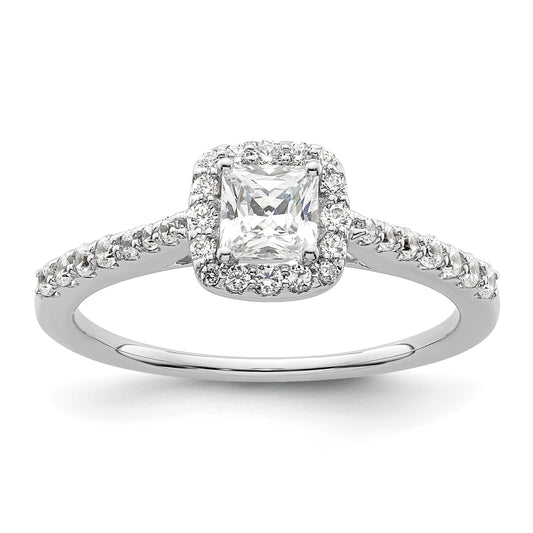 14K White Gold Halo Plus (Holds 1/2 Carat (4.3mm) Princess Center) 1/3 Diamond Semi Mount Engagement Ring