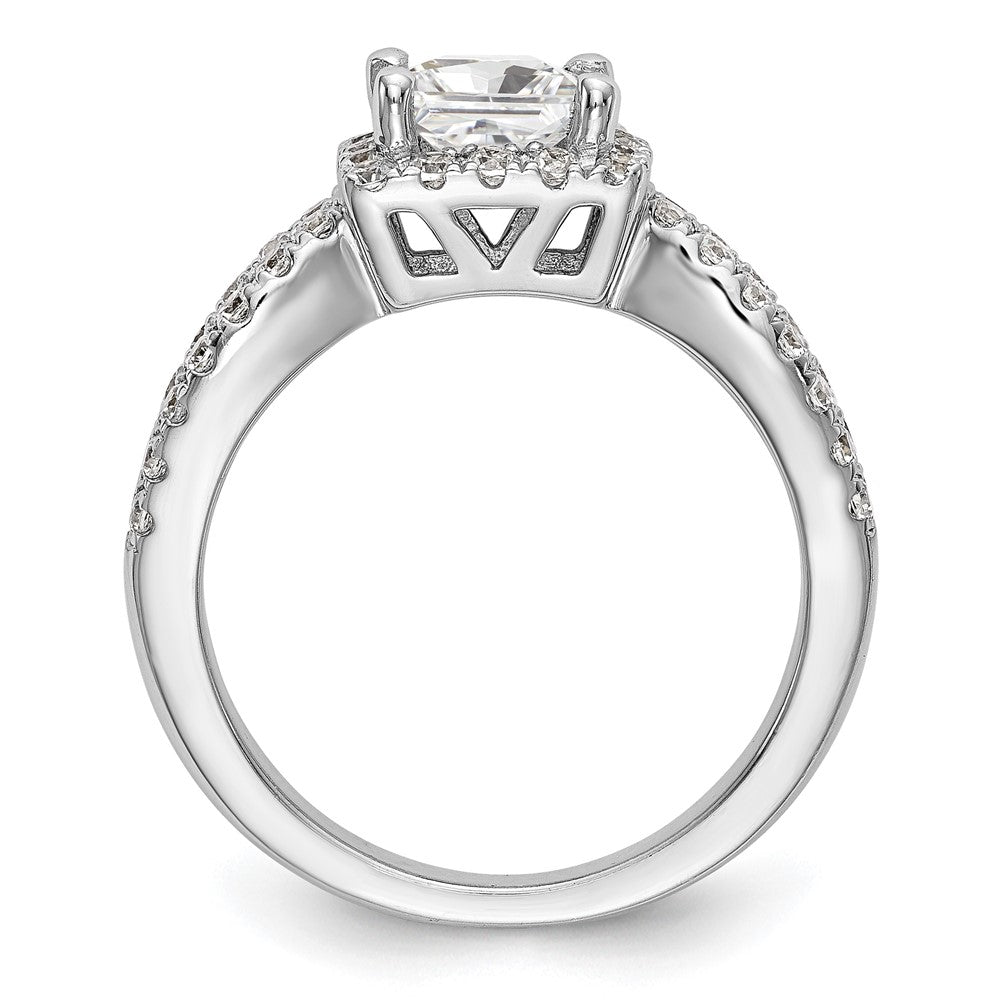 14K White Gold True Origin 3/4 Carat Lab Grown Diamond Vs/Si D E F Semi Mount Princess Halo Engagement Ring