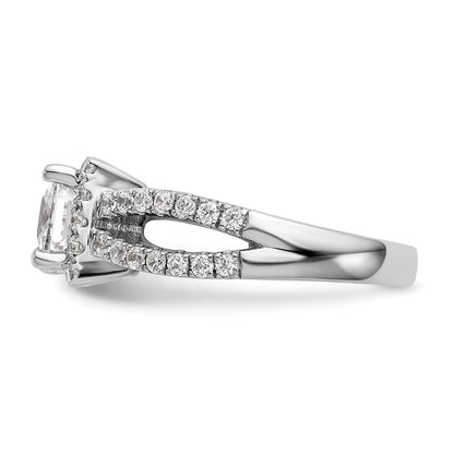 14K White Gold True Origin 3/4 Carat Lab Grown Diamond Vs/Si D E F Semi Mount Princess Halo Engagement Ring