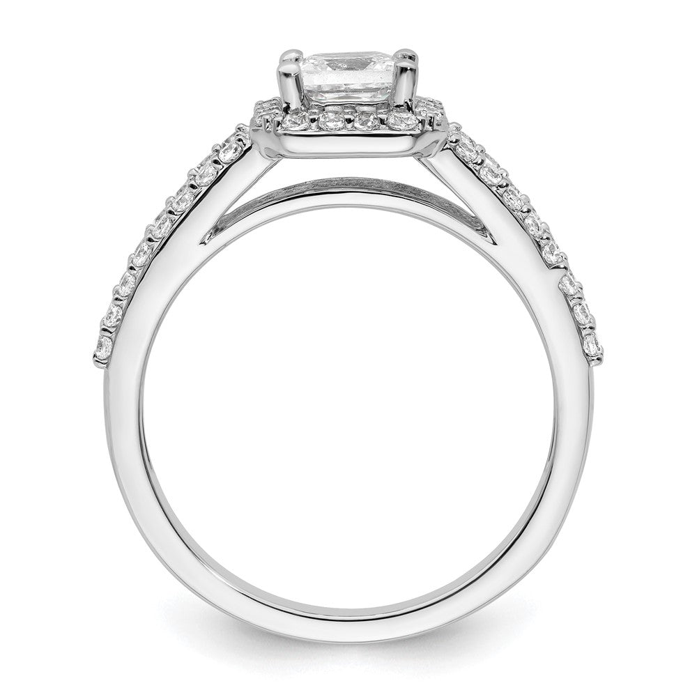 14K White Gold Halo Plus (Holds 1/2 Carat (4.5mm) Princess Center) Diamond Semi Mount Engagement Ring