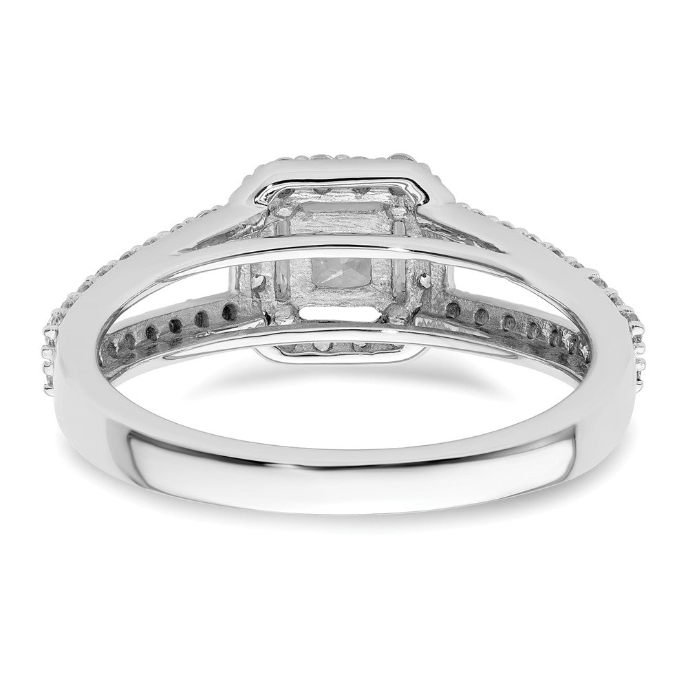 14K White Gold Halo Plus (Holds 1/2 Carat (4.5mm) Princess Center) Diamond Semi Mount Engagement Ring