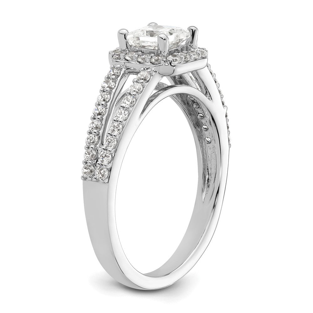 14K White Gold Halo Plus (Holds 1/2 Carat (4.5mm) Princess Center) Diamond Semi Mount Engagement Ring
