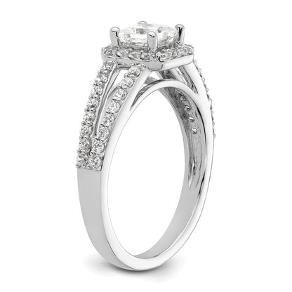 14K White Gold Halo Plus (Holds 1/2 Carat (4.5mm) Princess Center) Diamond Semi Mount Engagement Ring