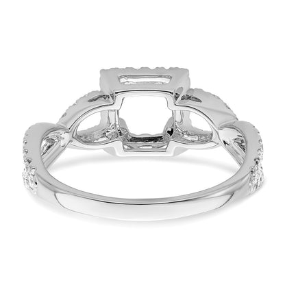 14K White Gold True Origin 1/2 Carat Lab Grown Diamond Vs/Si D E F Semi Mount Princess Halo Engagement Ring