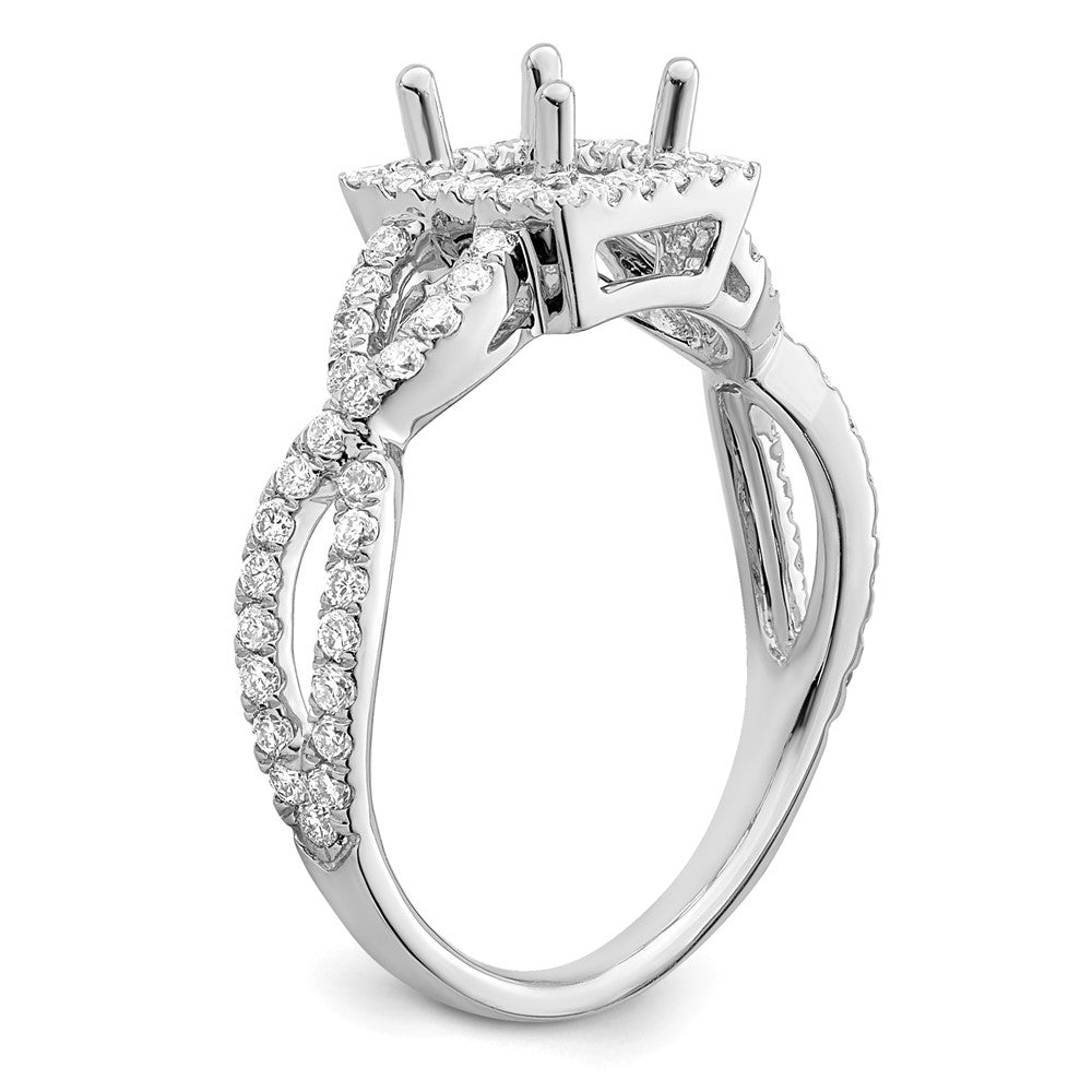 14K White Gold True Origin 1/2 Carat Lab Grown Diamond Vs/Si D E F Semi Mount Princess Halo Engagement Ring