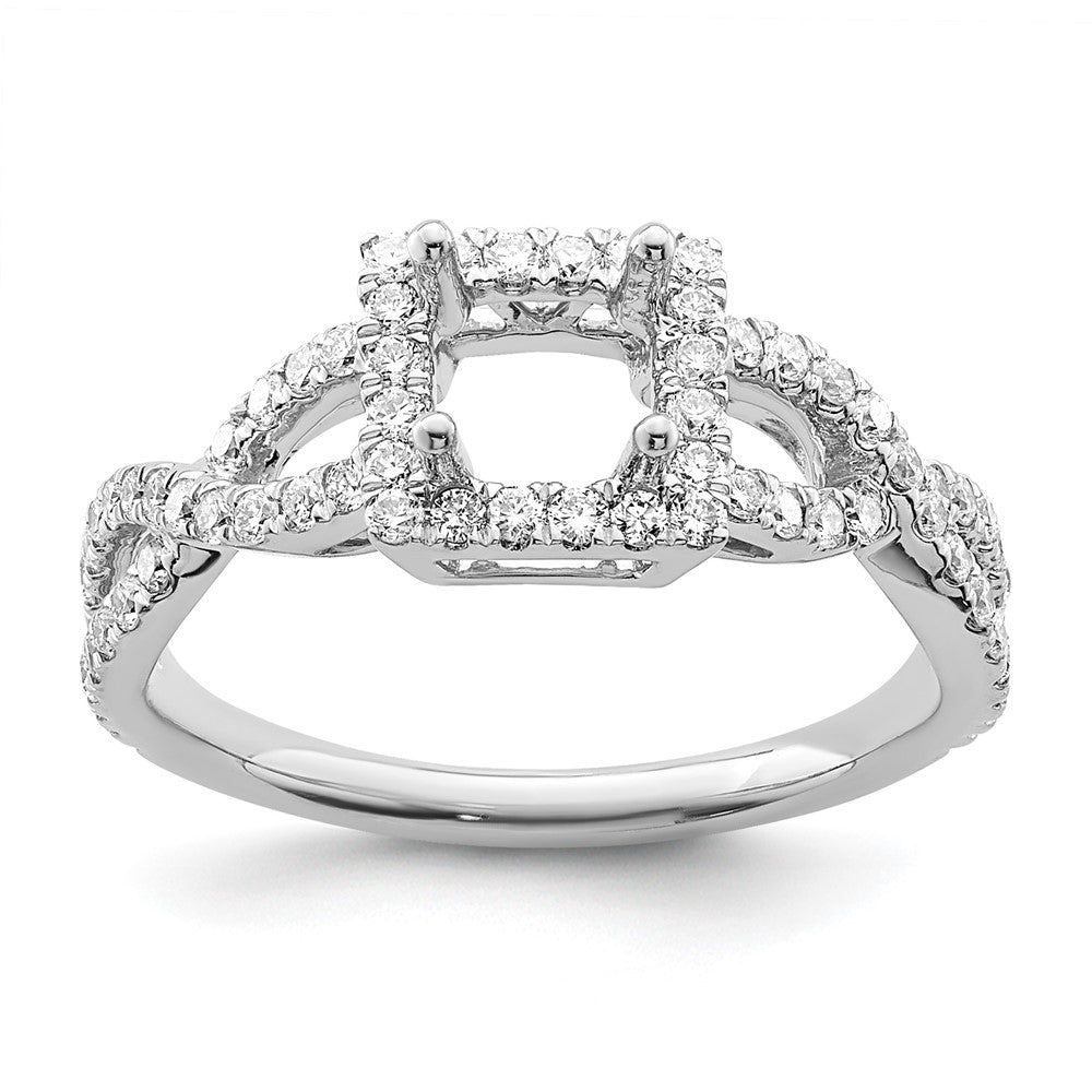 14K White Gold True Origin 1/2 Carat Lab Grown Diamond Vs/Si D E F Semi Mount Princess Halo Engagement Ring