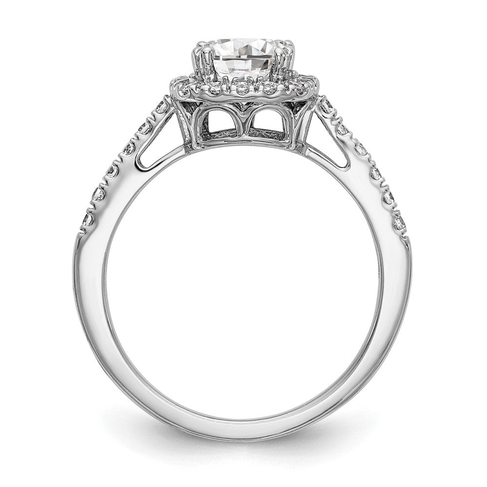 14K White Gold Halo Plus (Holds 1 Carat (5.8mm) Cushion Center) 3/8 Diamond Semi Mount Engagement Ring