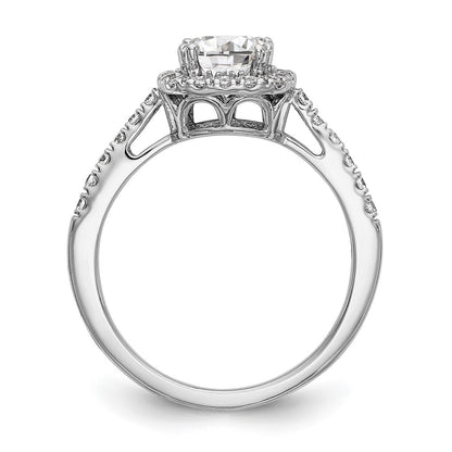 14K White Gold Halo Plus (Holds 1 Carat (5.8mm) Cushion Center) 3/8 Diamond Semi Mount Engagement Ring