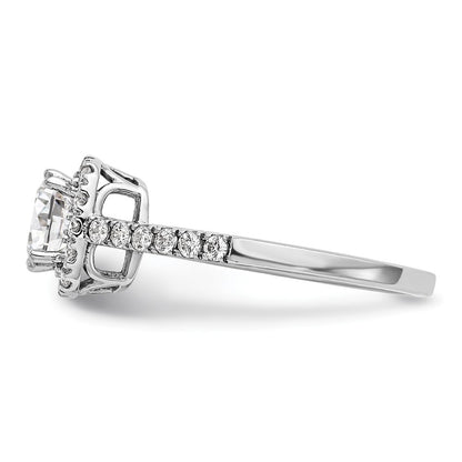 14K White Gold Halo Plus (Holds 1 Carat (5.8mm) Cushion Center) 3/8 Diamond Semi Mount Engagement Ring