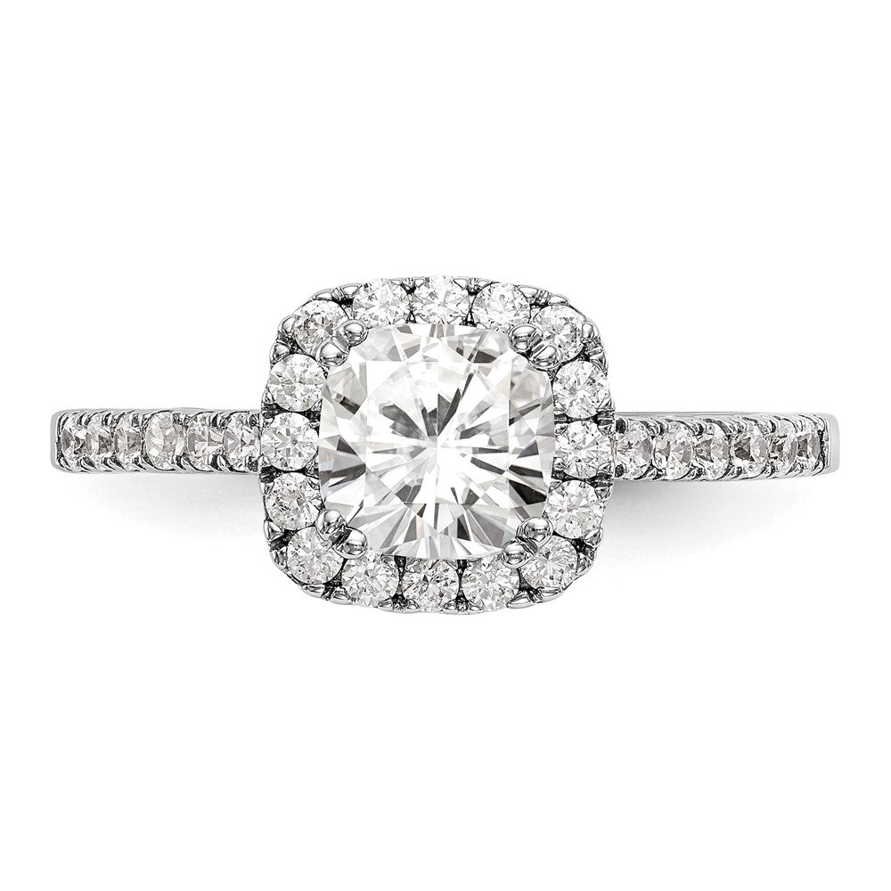 14K White Gold Halo Plus (Holds 1 Carat (5.8mm) Cushion Center) 3/8 Diamond Semi Mount Engagement Ring