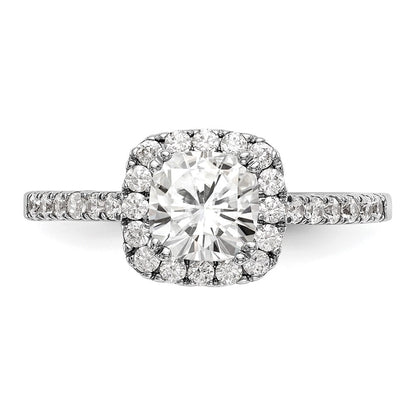 14K White Gold Halo Plus (Holds 1 Carat (5.8mm) Cushion Center) 3/8 Diamond Semi Mount Engagement Ring