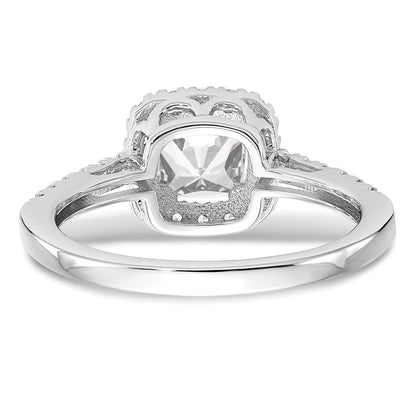 14K White Gold Halo Plus (Holds 1 Carat (5.8mm) Cushion Center) 3/8 Diamond Semi Mount Engagement Ring