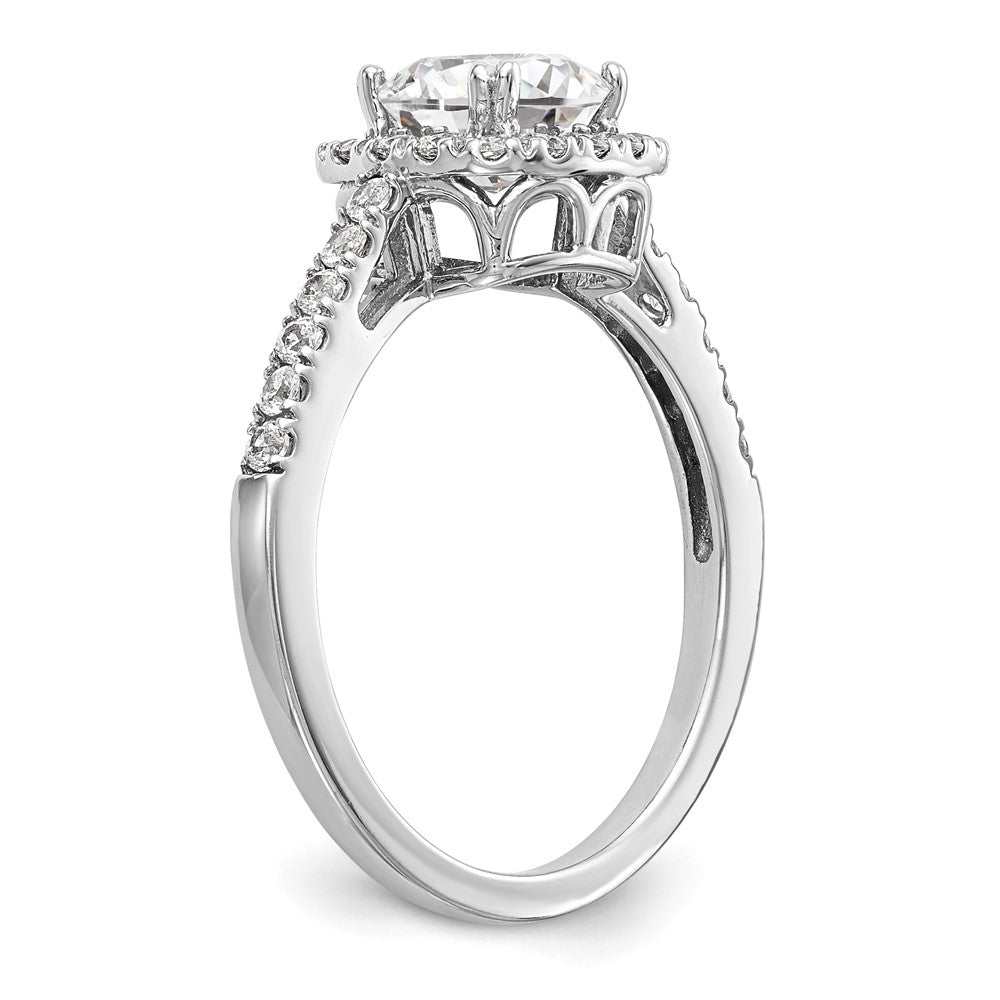 14K White Gold Halo Plus (Holds 1 Carat (5.8mm) Cushion Center) 3/8 Diamond Semi Mount Engagement Ring