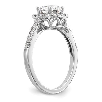 14K White Gold Halo Plus (Holds 1 Carat (5.8mm) Cushion Center) 3/8 Diamond Semi Mount Engagement Ring