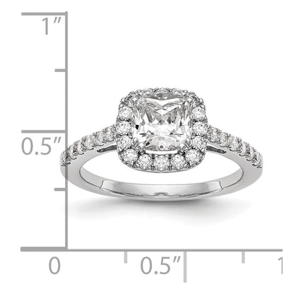 14K White Gold Halo Plus (Holds 1 Carat (5.8mm) Cushion Center) 3/8 Diamond Semi Mount Engagement Ring