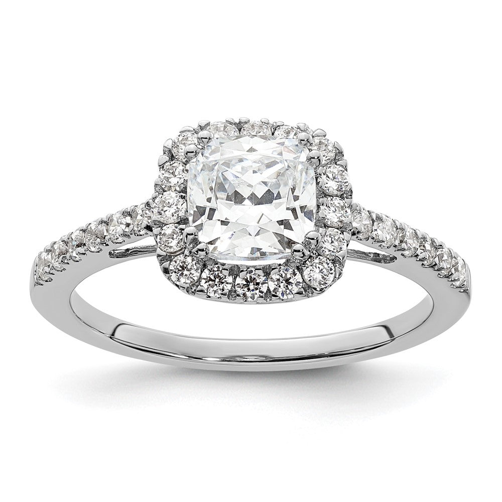 14K White Gold Halo Plus (Holds 1 Carat (5.8mm) Cushion Center) 3/8 Diamond Semi Mount Engagement Ring