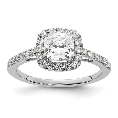 14K White Gold Halo Plus (Holds 1 Carat (5.8mm) Cushion Center) 3/8 Diamond Semi Mount Engagement Ring