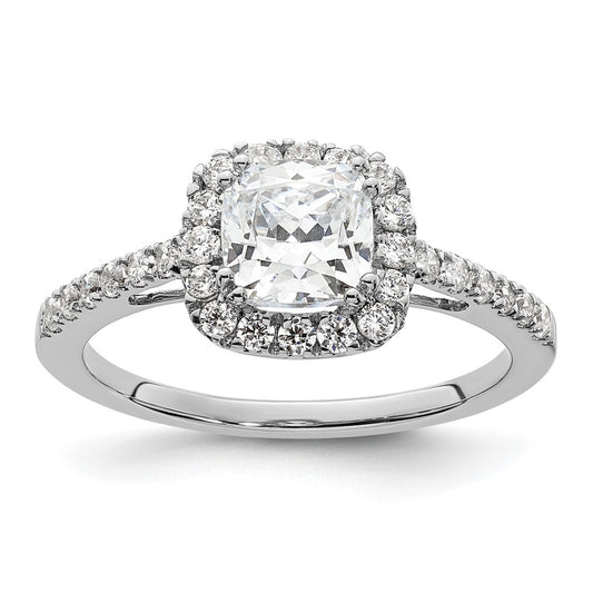 14K White Gold Halo Plus (Holds 1 Carat (5.8mm) Cushion Center) 3/8 Diamond Semi Mount Engagement Ring