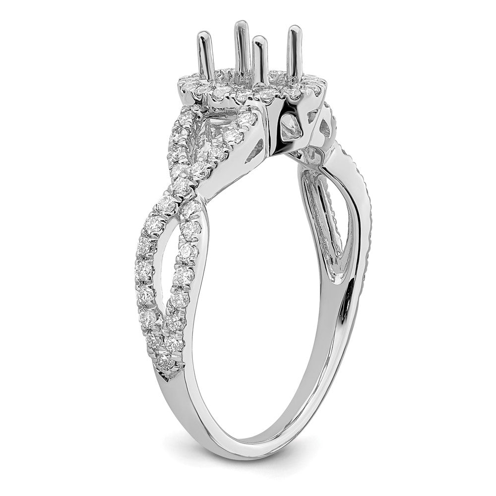 14K White Gold True Origin 1/2 Carat Lab Grown Diamond Vs/Si D E F Semi Mount Oval Halo Engagement Ring