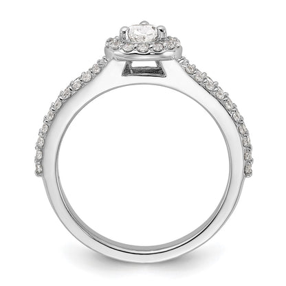 14K White Gold True Origin 5/8 Carat Lab Grown Diamond Vs/Si D E F Semi Mount Pear Halo Engagement Ring