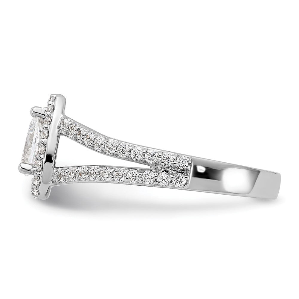 14K White Gold True Origin 5/8 Carat Lab Grown Diamond Vs/Si D E F Semi Mount Pear Halo Engagement Ring