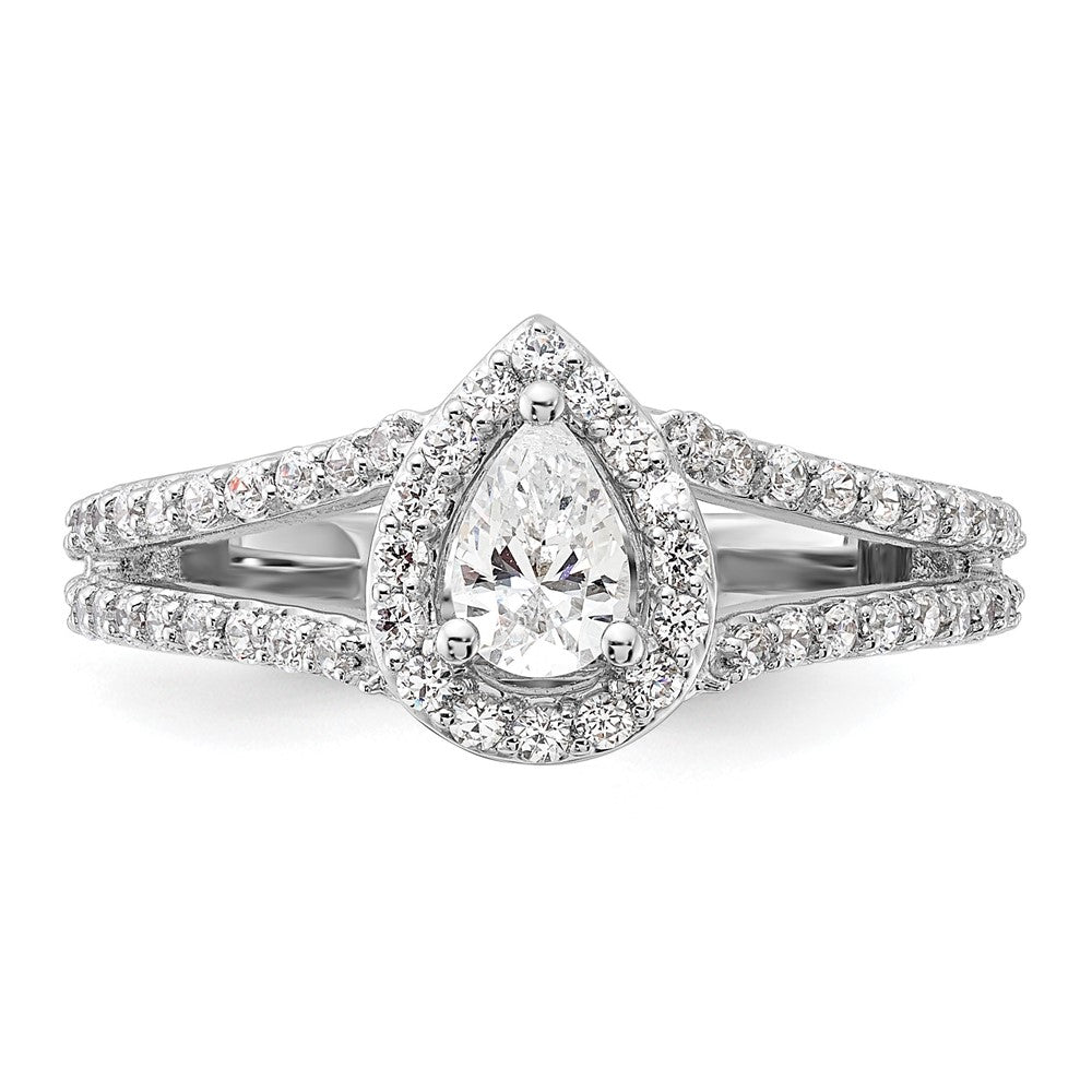 14K White Gold True Origin 5/8 Carat Lab Grown Diamond Vs/Si D E F Semi Mount Pear Halo Engagement Ring