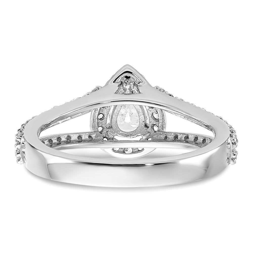 14K White Gold True Origin 5/8 Carat Lab Grown Diamond Vs/Si D E F Semi Mount Pear Halo Engagement Ring