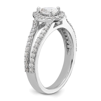 14K White Gold True Origin 5/8 Carat Lab Grown Diamond Vs/Si D E F Semi Mount Pear Halo Engagement Ring