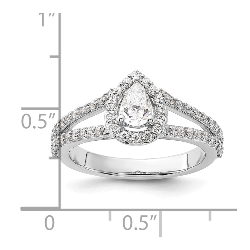 14K White Gold True Origin 5/8 Carat Lab Grown Diamond Vs/Si D E F Semi Mount Pear Halo Engagement Ring
