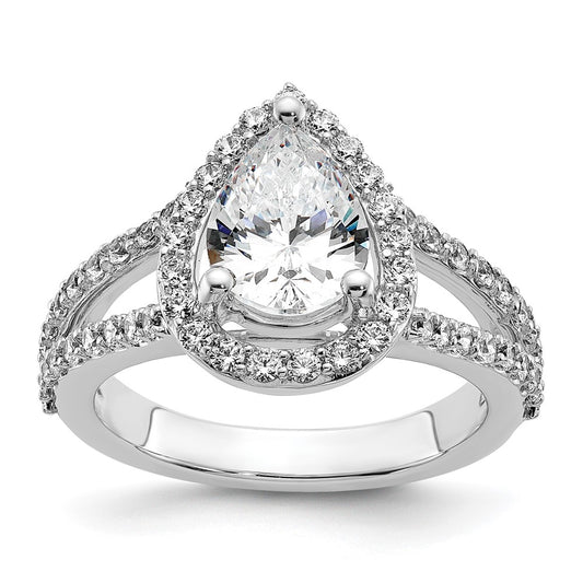 2.00ct. CZ Solid Real 14K White Gold Pear Pear Halo Engagement Ring