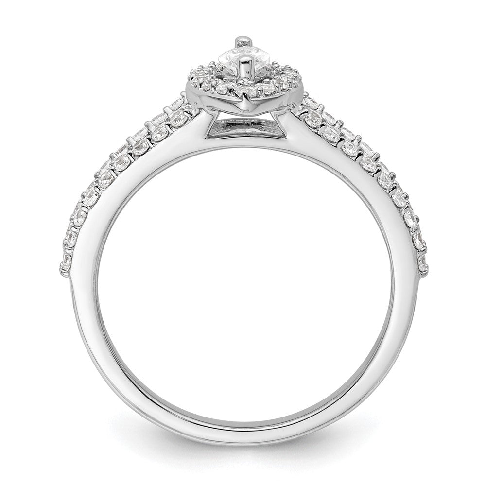 0.25ct. CZ Solid Real 14K White Gold Marquise Halo Engagement Ring