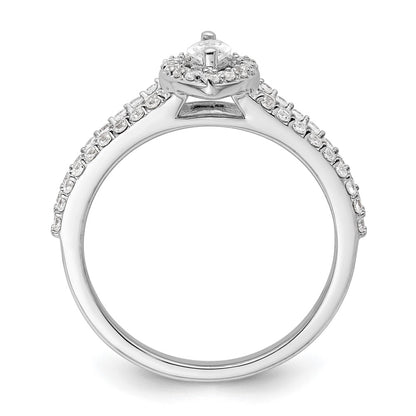 0.25ct. CZ Solid Real 14K White Gold Marquise Halo Engagement Ring