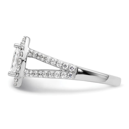 0.25ct. CZ Solid Real 14K White Gold Marquise Halo Engagement Ring