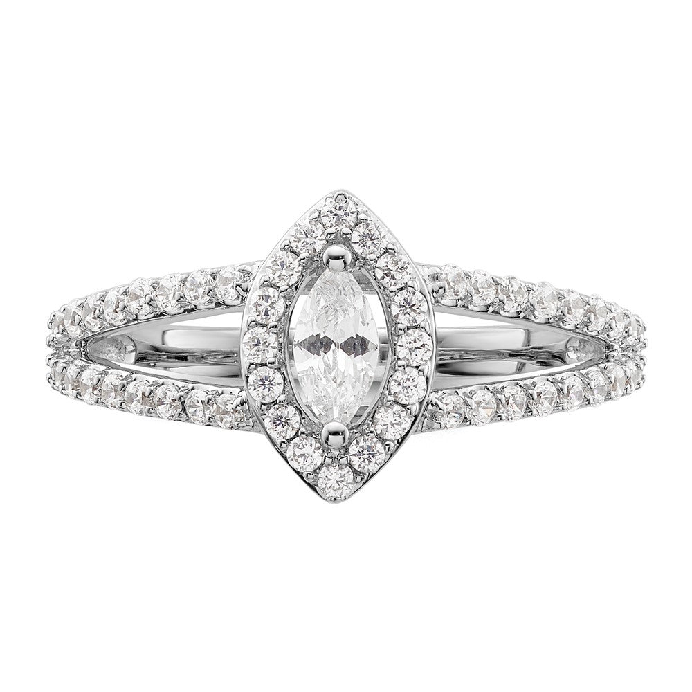 0.25ct. CZ Solid Real 14K White Gold Marquise Halo Engagement Ring