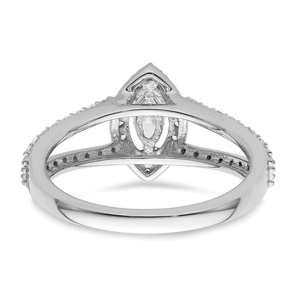 0.25ct. CZ Solid Real 14K White Gold Marquise Halo Engagement Ring