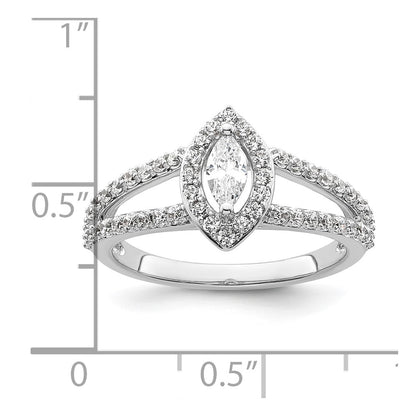 0.25ct. CZ Solid Real 14K White Gold Marquise Halo Engagement Ring